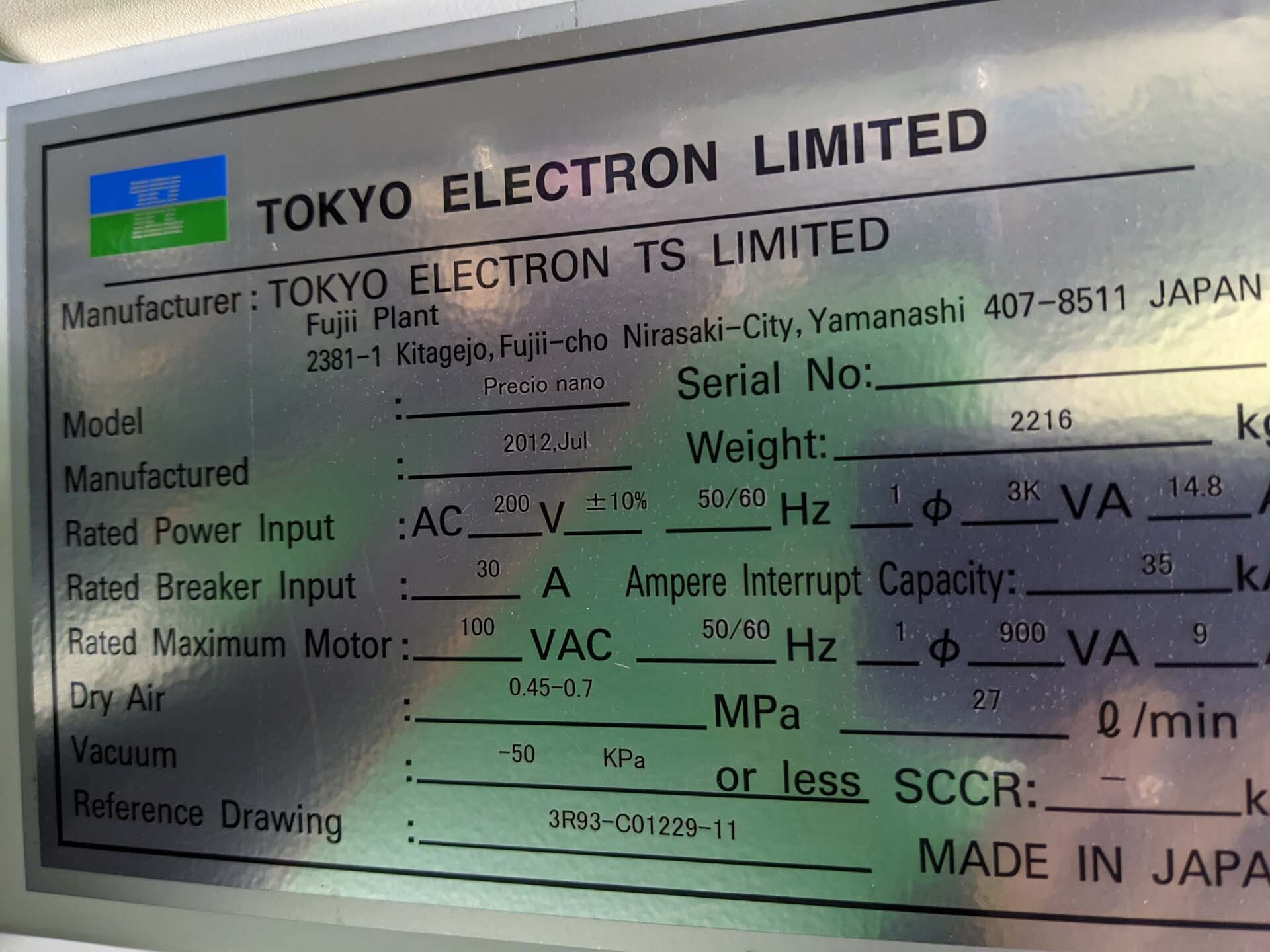 Foto Verwendet TEL / TOKYO ELECTRON Precio Nano Zum Verkauf