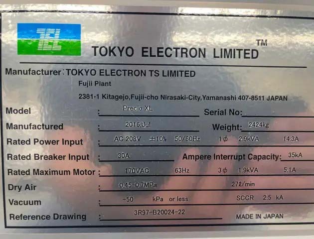 フォト（写真） 使用される TEL / TOKYO ELECTRON Precio XL 販売のために