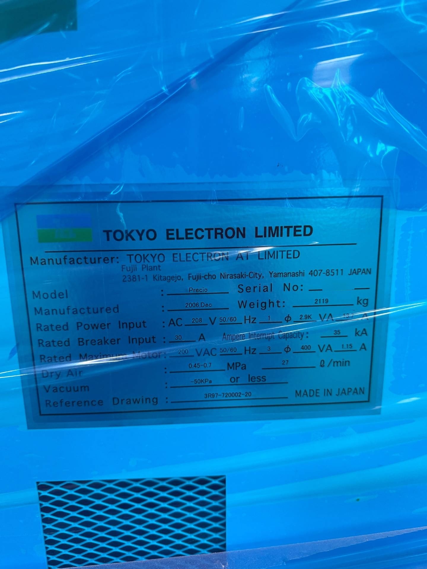 フォト（写真） 使用される TEL / TOKYO ELECTRON Precio 販売のために