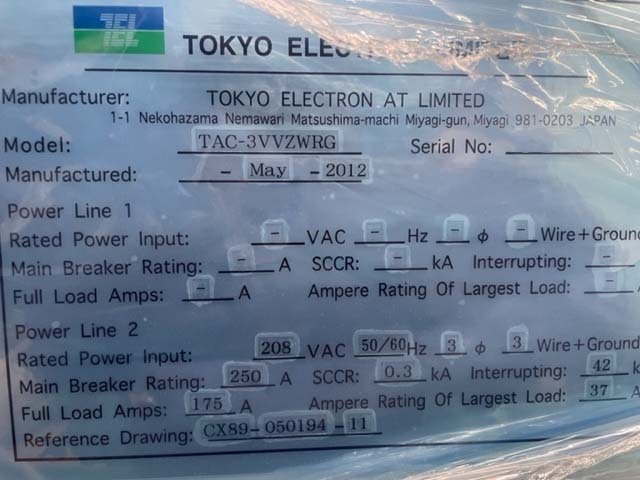 Photo Used TEL / TOKYO ELECTRON Tactras For Sale