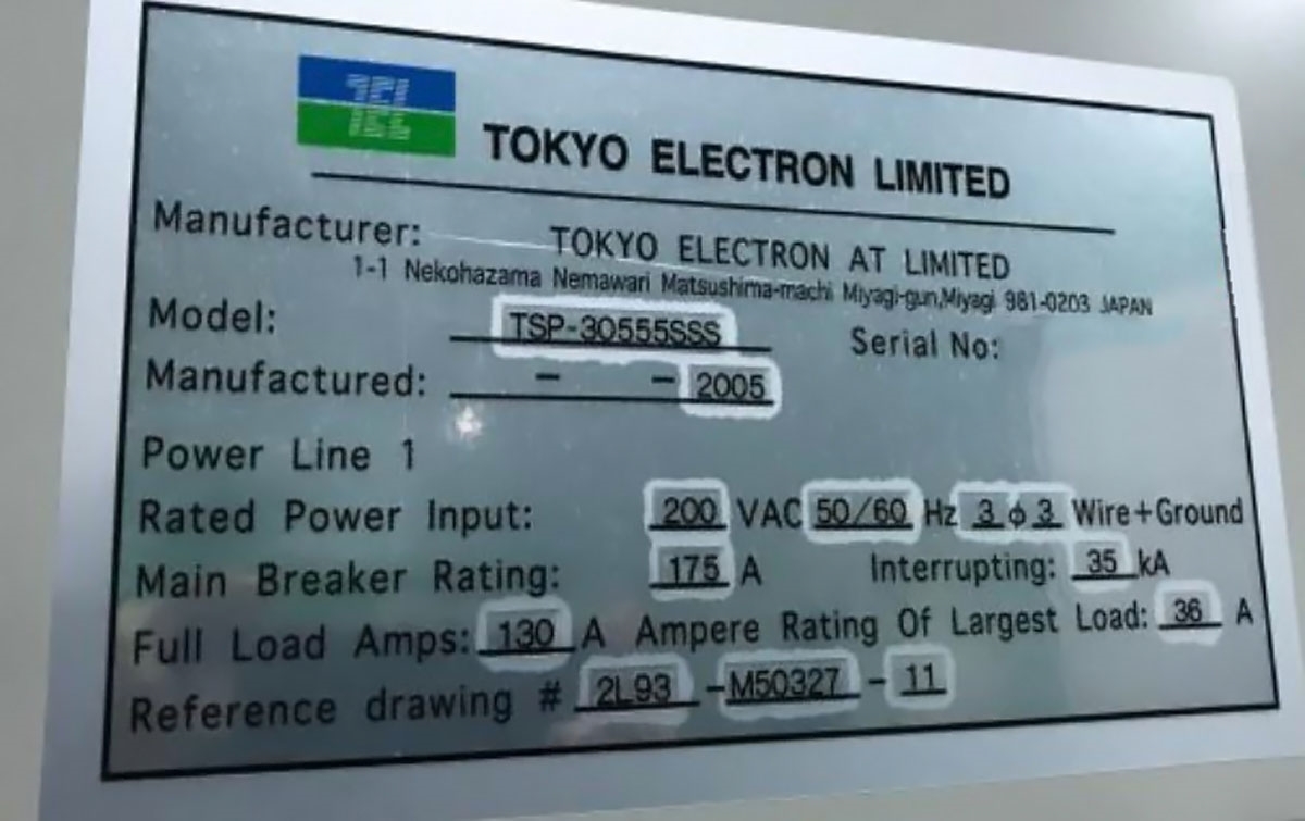 图为 已使用的 TEL / TOKYO ELECTRON Telius SCCM 待售