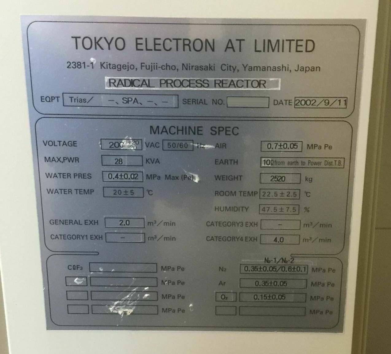 Photo Utilisé TEL / TOKYO ELECTRON Trias SPA À vendre