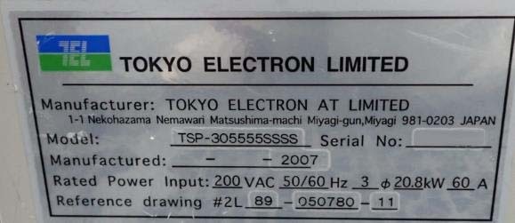 Foto Verwendet TEL / TOKYO ELECTRON TSP-305555SSSS Zum Verkauf