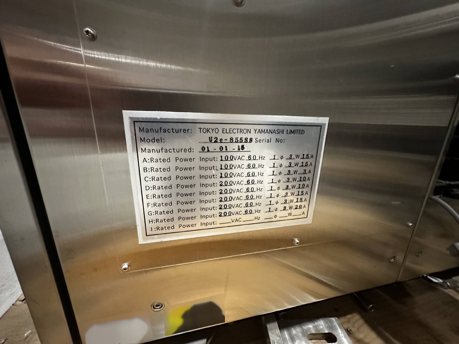 사진 사용됨 TEL / TOKYO ELECTRON U2E-855SS 판매용