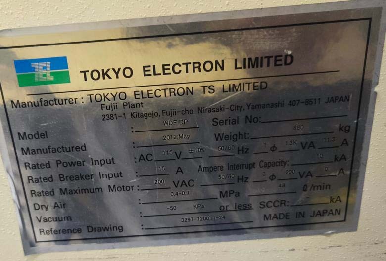 フォト（写真） 使用される TEL / TOKYO ELECTRON WDF DP 販売のために