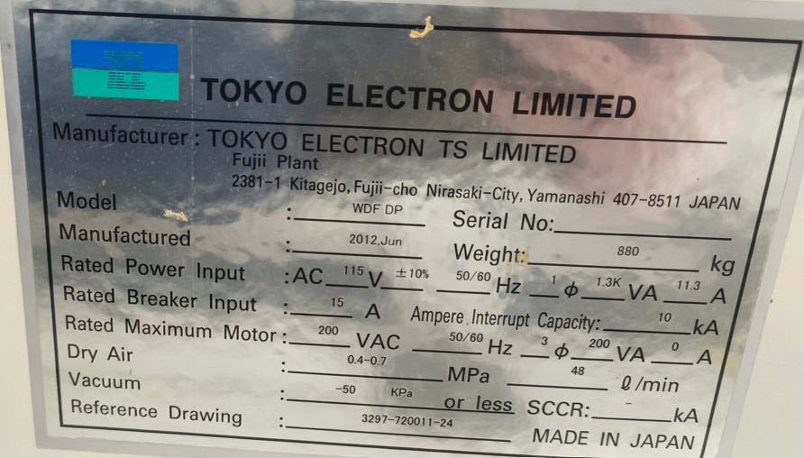 フォト（写真） 使用される TEL / TOKYO ELECTRON WDF DP 販売のために