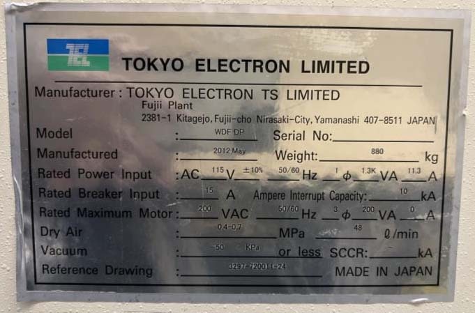 フォト（写真） 使用される TEL / TOKYO ELECTRON WDF DP 販売のために