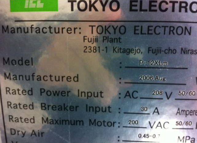 Photo Used TEL / TOKYO ELECTRON P-12XLm (PRECIO) For Sale