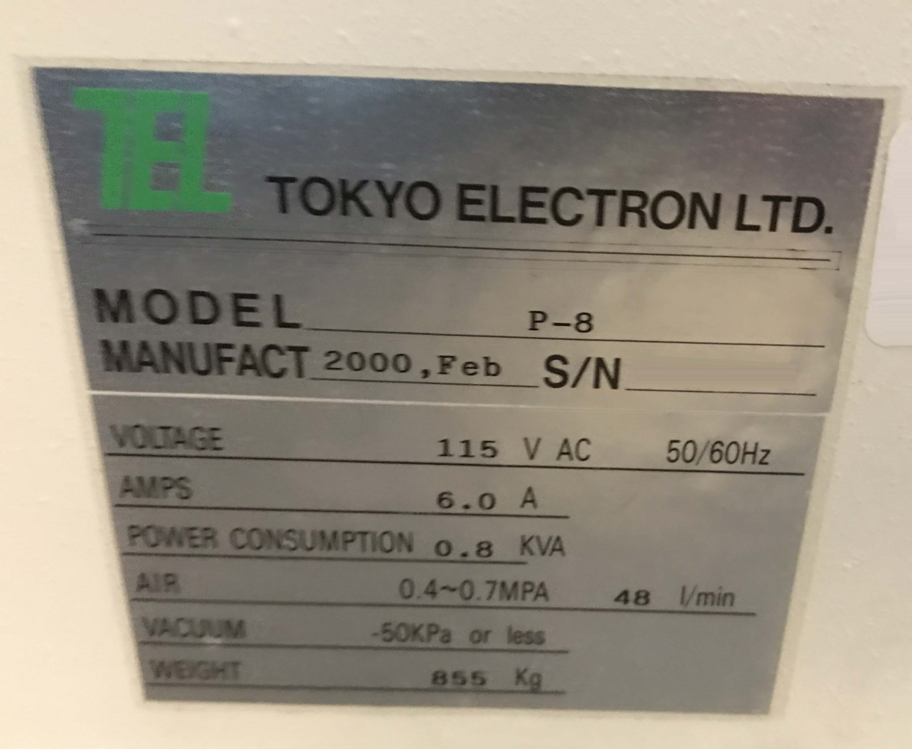 图为 已使用的 TEL / TOKYO ELECTRON P-8 待售