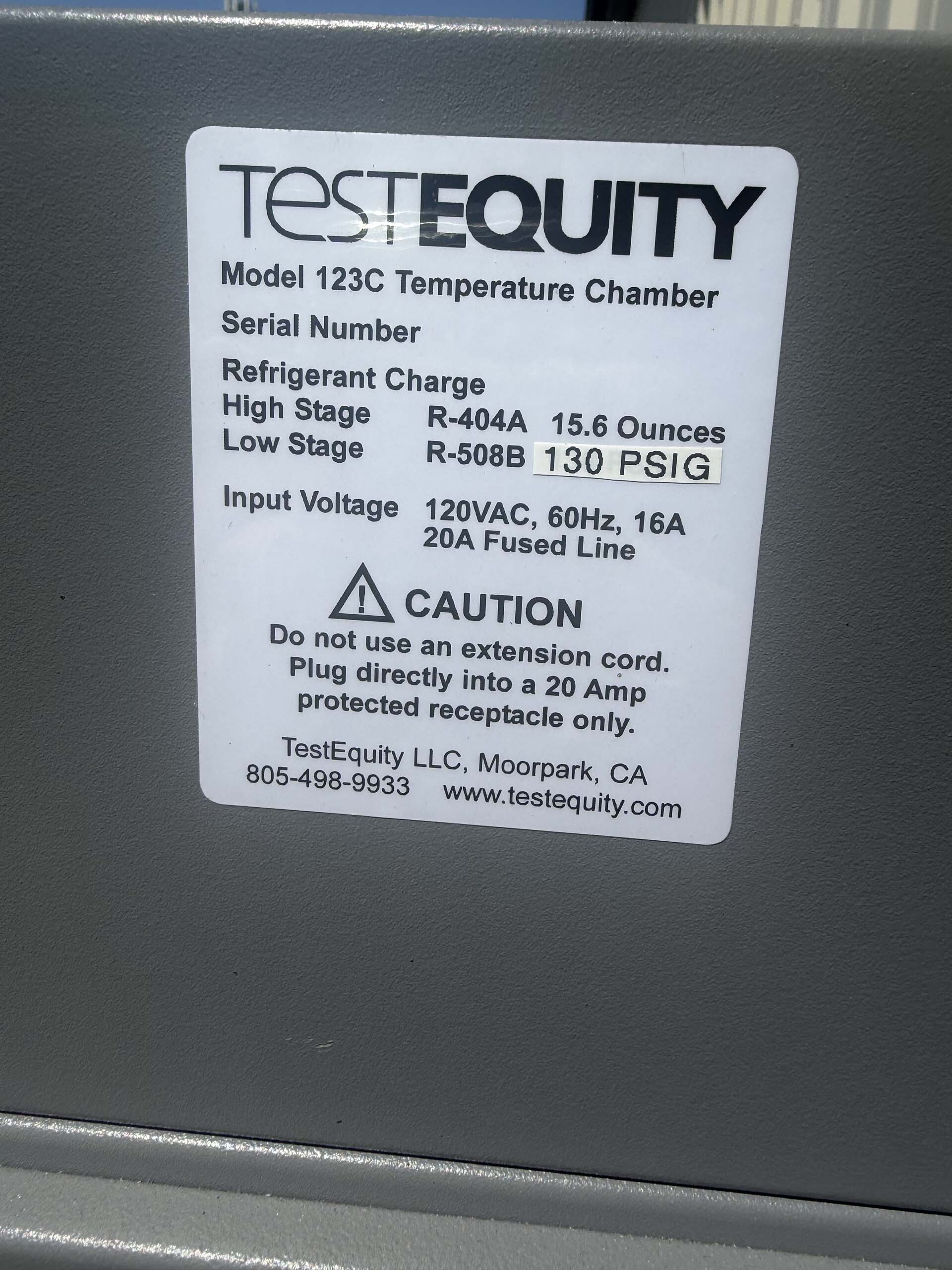 圖為 已使用的 TEST EQUITY 123C 待售