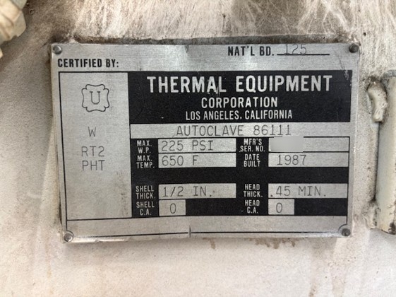 Photo Used THERMAL EQUIPMENT Autoclave 86111 For Sale