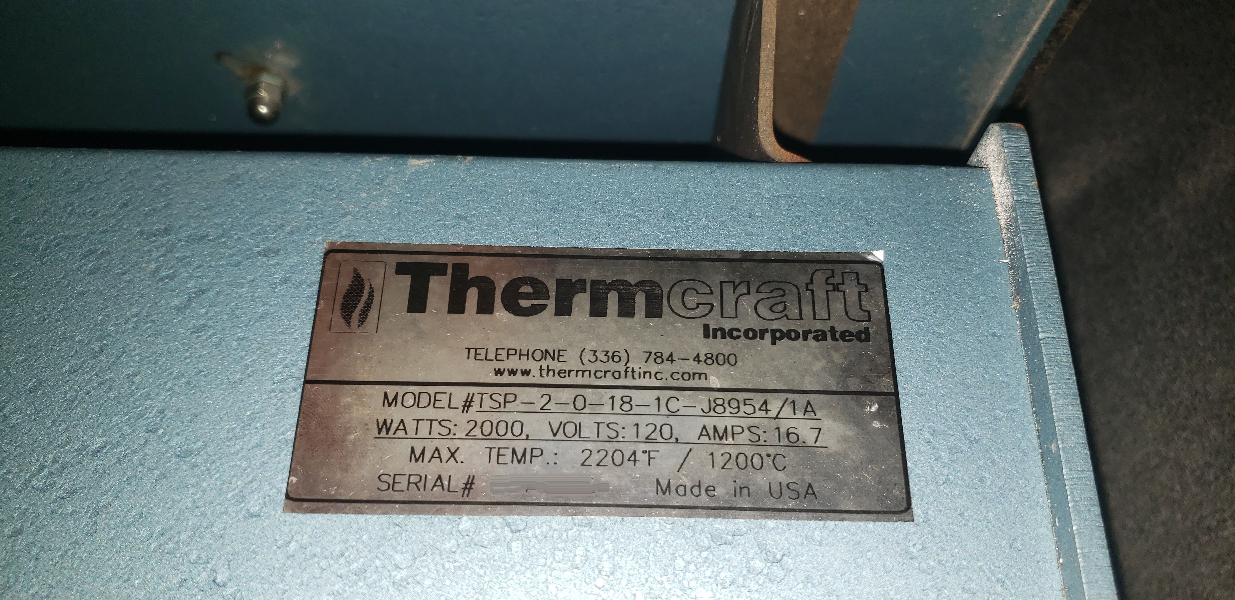 Photo Used THERMCRAFT TSP-2-0-18-1C-J8954/1A For Sale