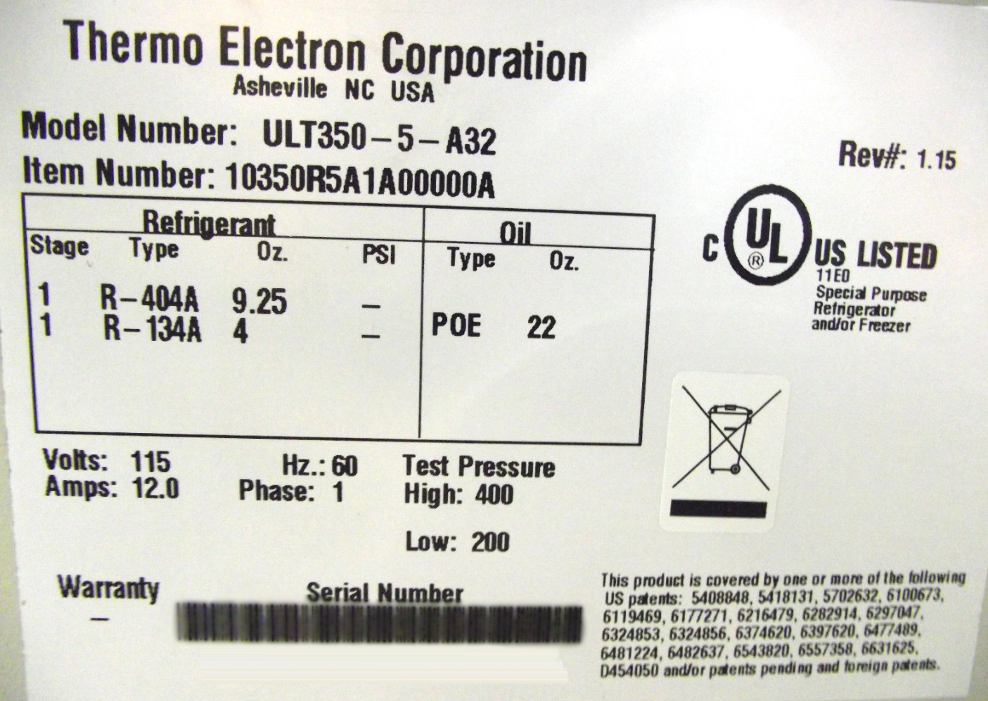 Foto Verwendet THERMO ELECTRON / THERMO FISHER SCIENTIFIC ULT 250-5-A32 Zum Verkauf