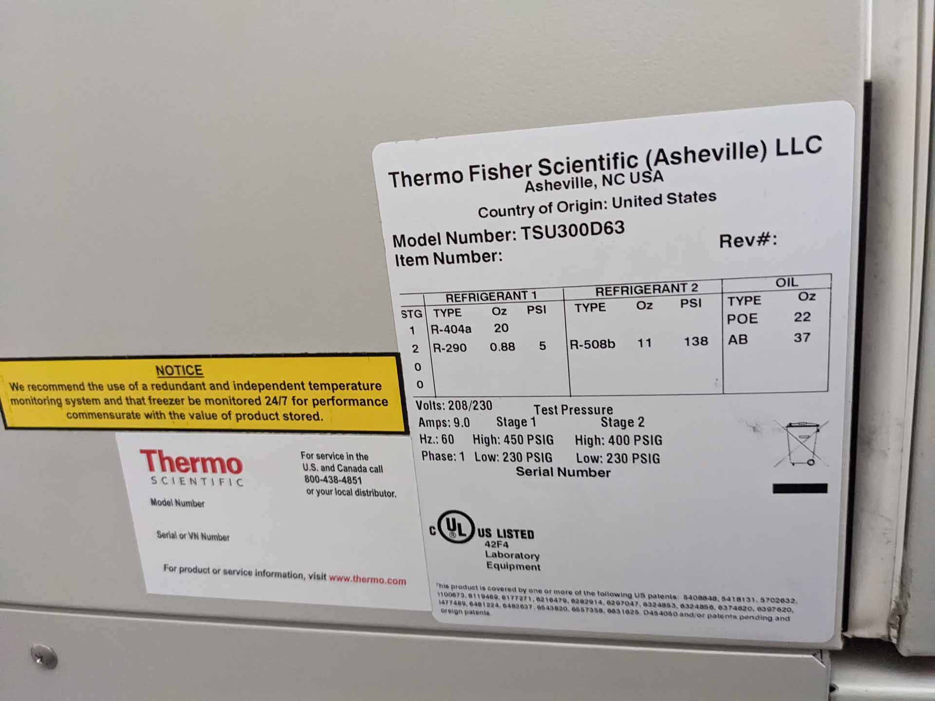 Photo Used THERMO FISHER SCIENTIFIC TSU300D63 For Sale