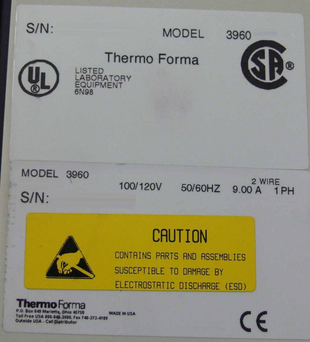 Photo Used THERMO FORMA 3960 For Sale