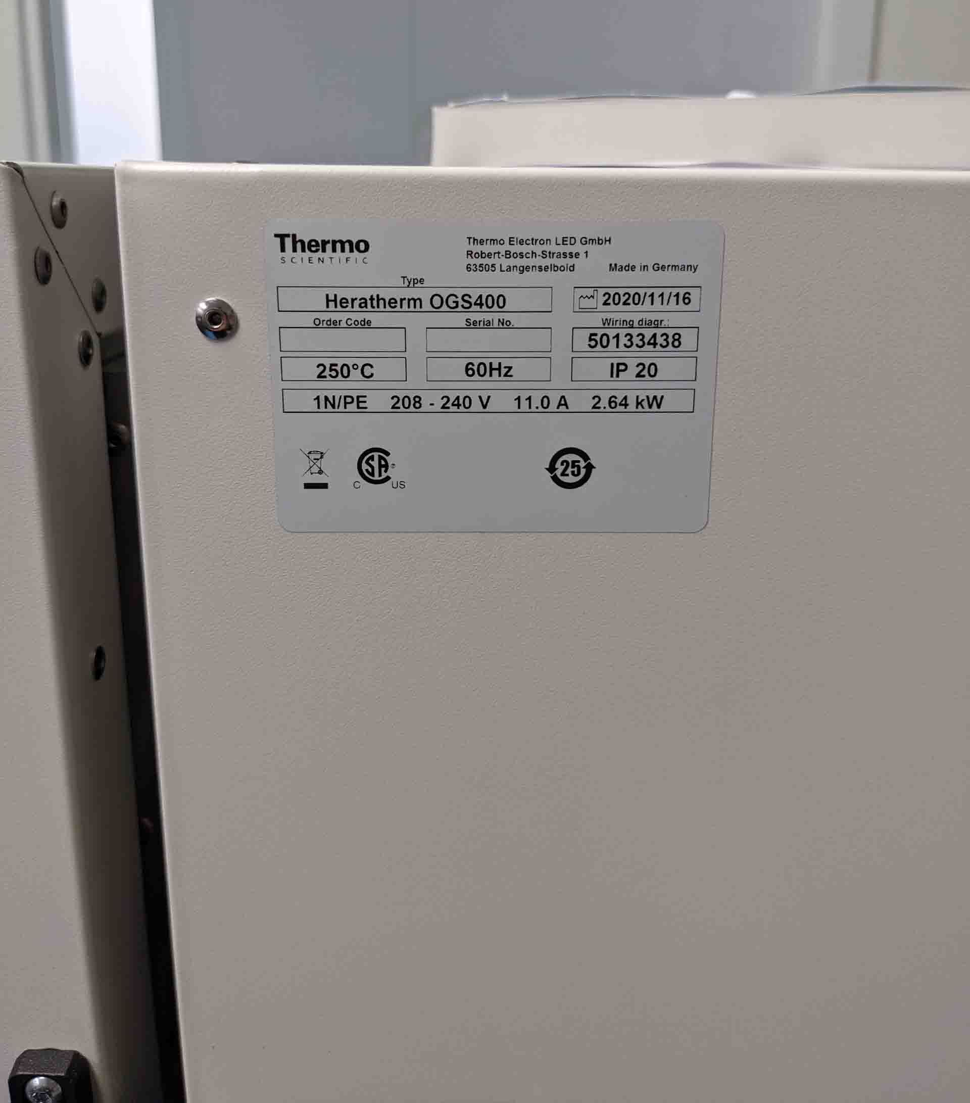 Photo Used THERMO SCIENTIFIC / HERATHERM OGS 400 For Sale