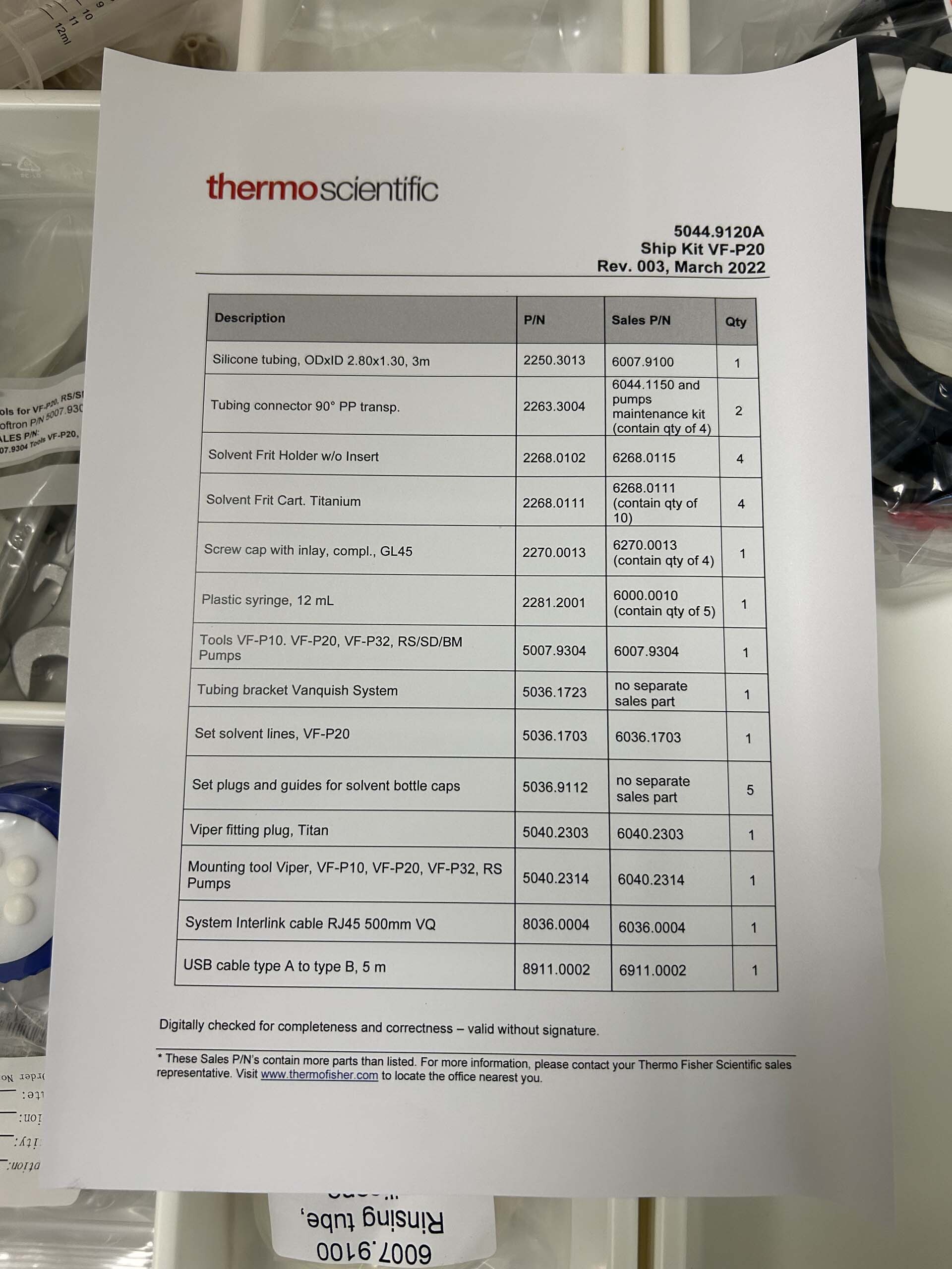 フォト（写真） 使用される THERMO SCIENTIFIC VF-P20-A 販売のために