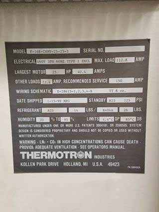 Photo Used THERMOTRON F-168-CHMV-25-25-3 For Sale