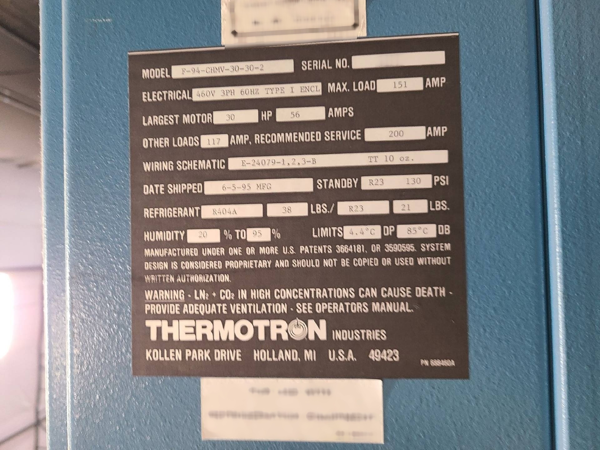 Photo Used THERMOTRON F94 CHMV-30-30-2 For Sale