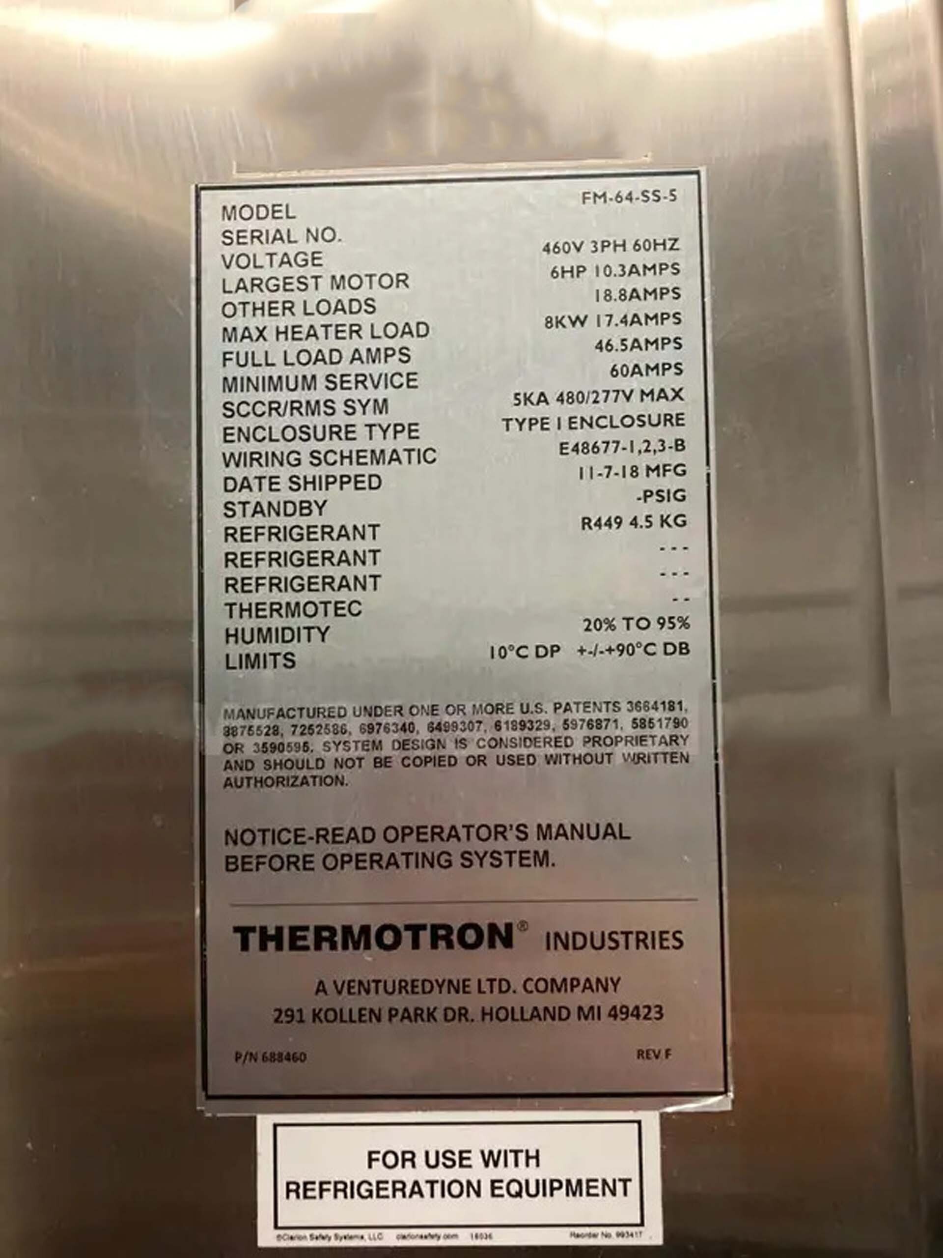 图为 已使用的 THERMOTRON FM-64-SS-5 待售