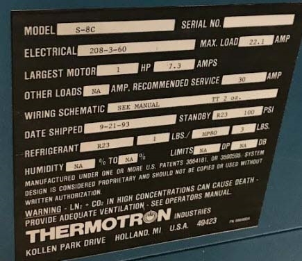 사진 사용됨 THERMOTRON S-8C 판매용