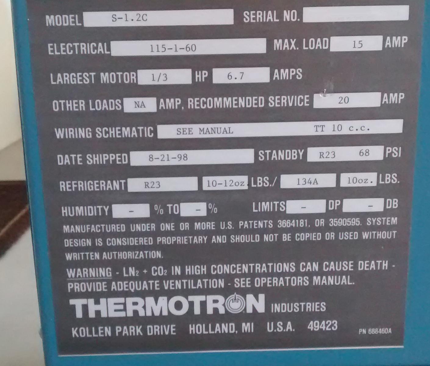 图为 已使用的 THERMOTRON S-1.2C 待售