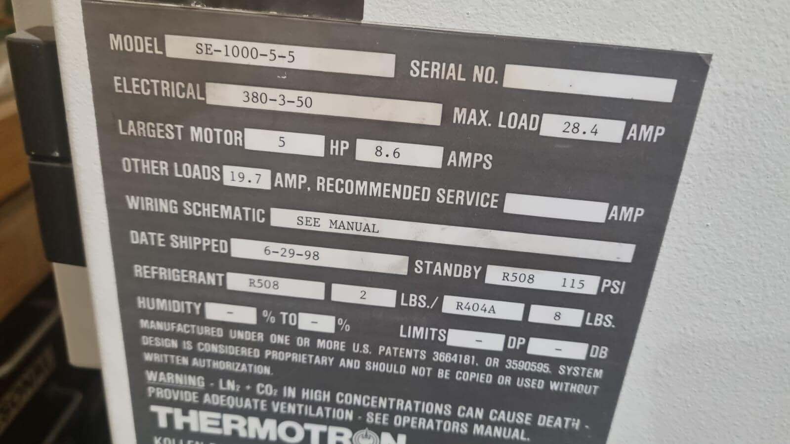 圖為 已使用的 THERMOTRON SE 1000-5-5 待售