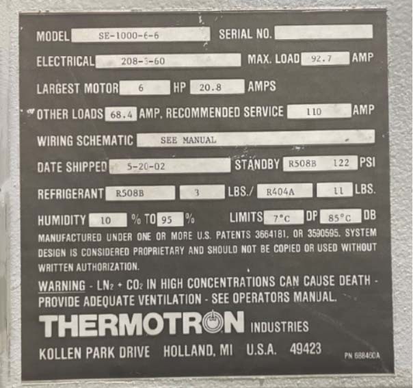 Photo Utilisé THERMOTRON SE-1000-6-6 À vendre