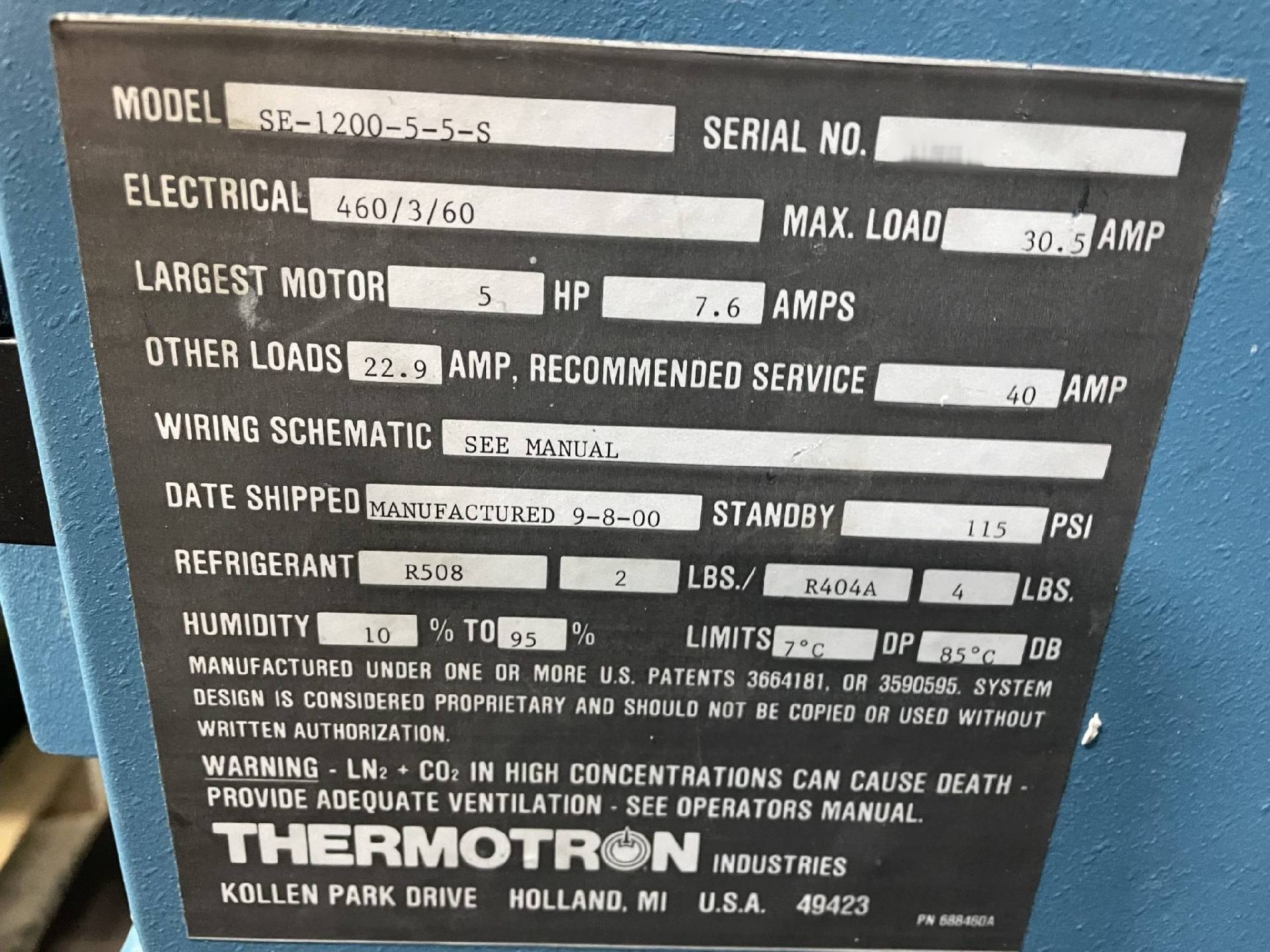 图为 已使用的 THERMOTRON SE-1200-5-5-S 待售