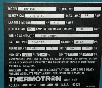 THERMOTRON SM-16S #60087