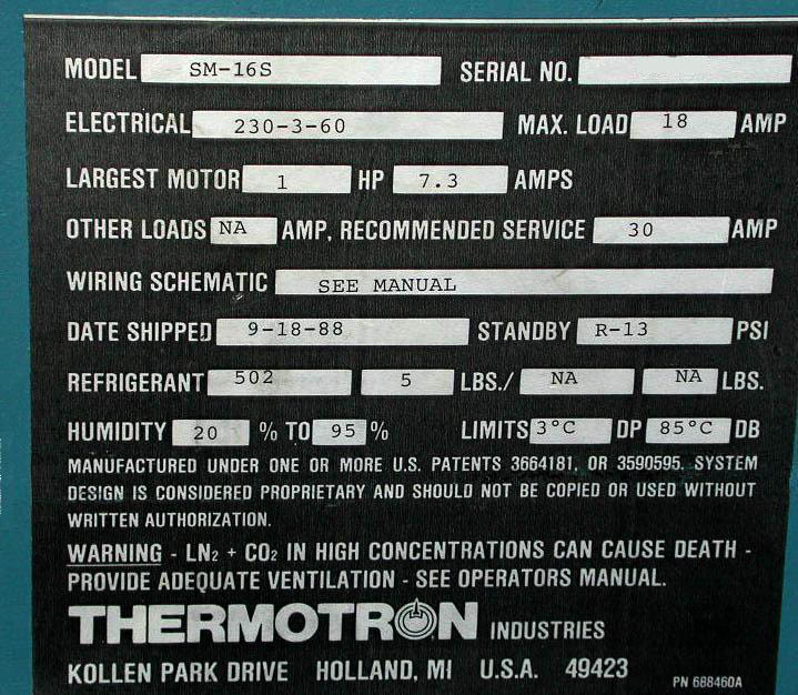 사진 사용됨 THERMOTRON SM-16S 판매용