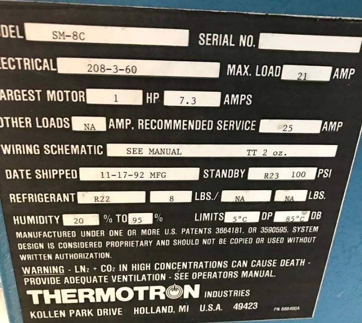 圖為 已使用的 THERMOTRON SM-8C 待售