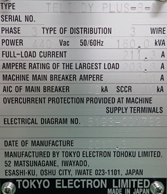 フォト（写真） 使用される TOKYO ELECTRON TEL INDY PLUS-B-MVCFKT1 販売のために