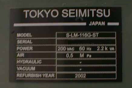 Photo Used TOKYO SEIMITSU S-LM-116G-ST For Sale