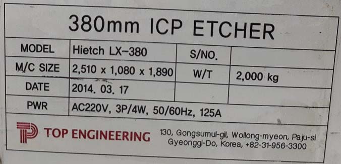 사진 사용됨 TOP ENGINEERING Hietch LX-380 판매용