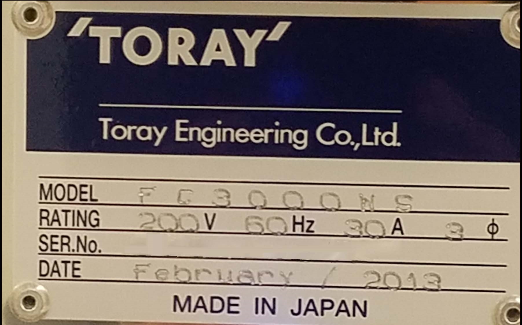 图为 已使用的 TORAY FC 3000WS 待售