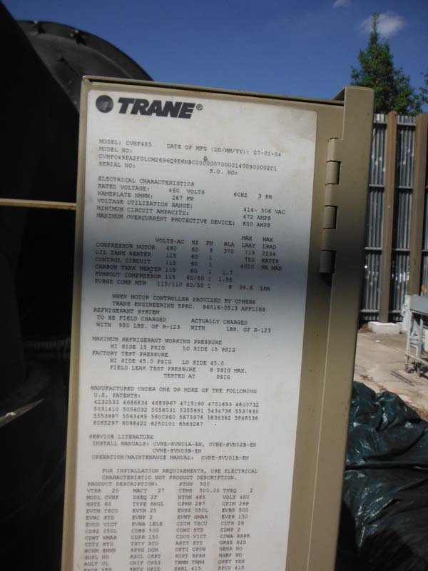 Photo Used TRANE CVHF485 For Sale