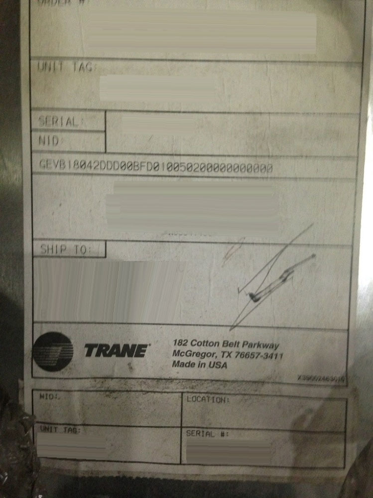 フォト（写真） 使用される TRANE GEVB-180 Series 販売のために