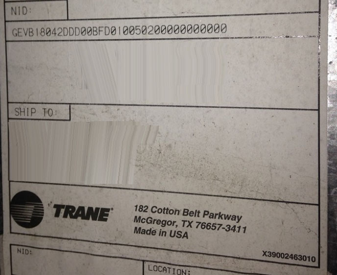 圖為 已使用的 TRANE GEVB-180 Series 待售