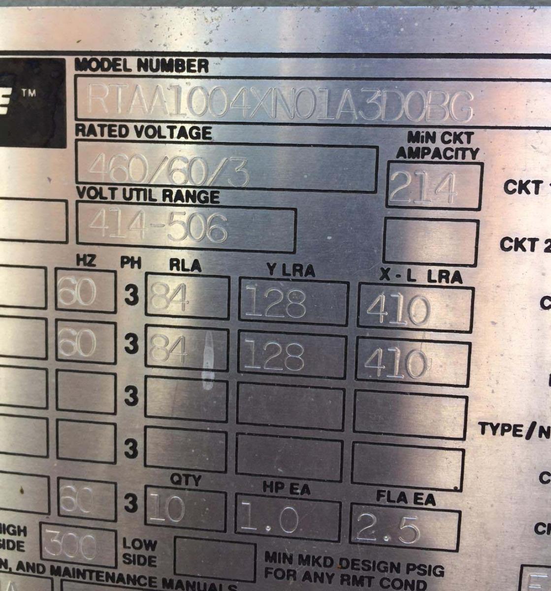 圖為 已使用的 TRANE RTAA1004XN01A3DOBG 待售