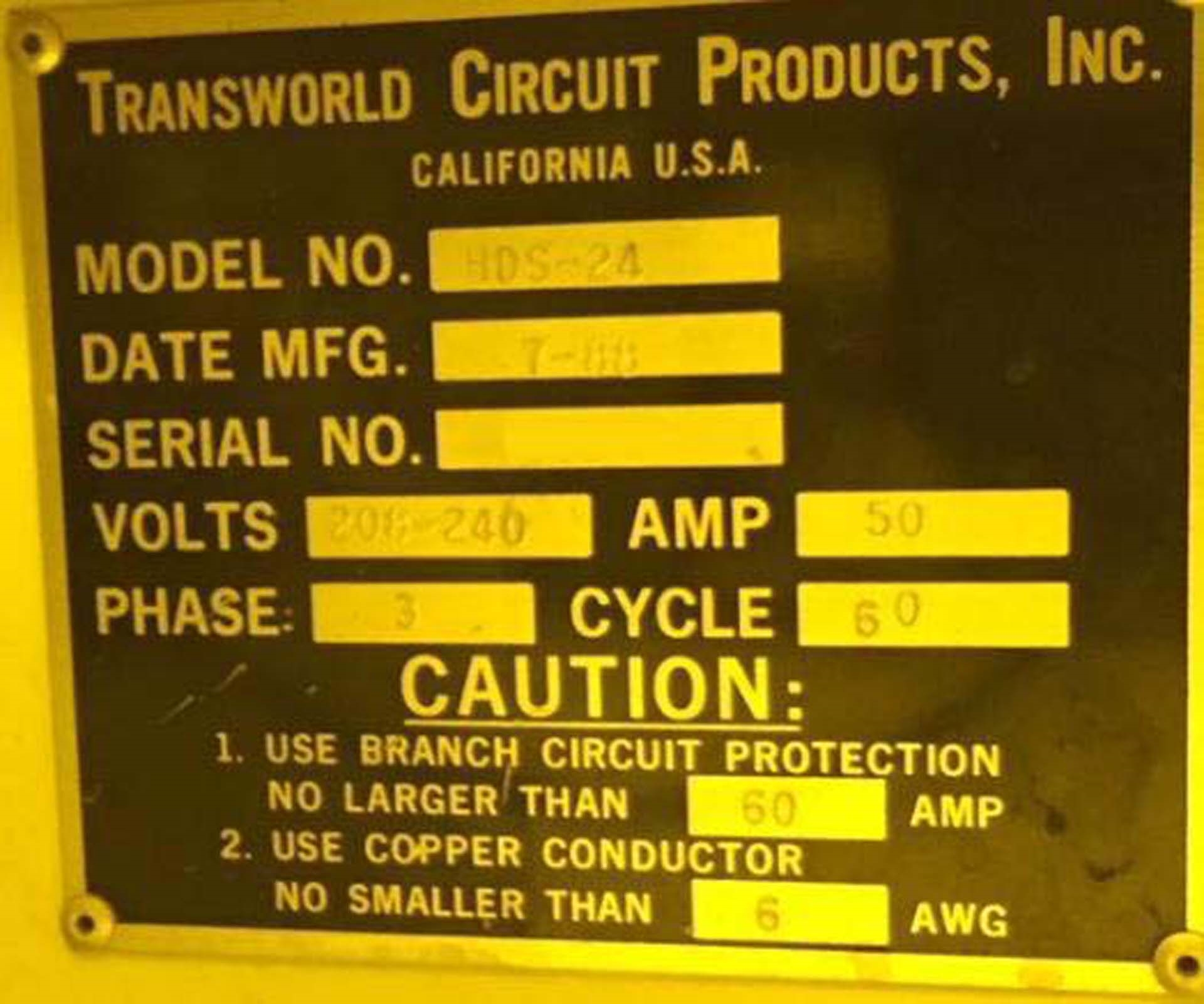 圖為 已使用的 TRANSWORLD CIRCUIT PRODUCTS HDS-24 待售