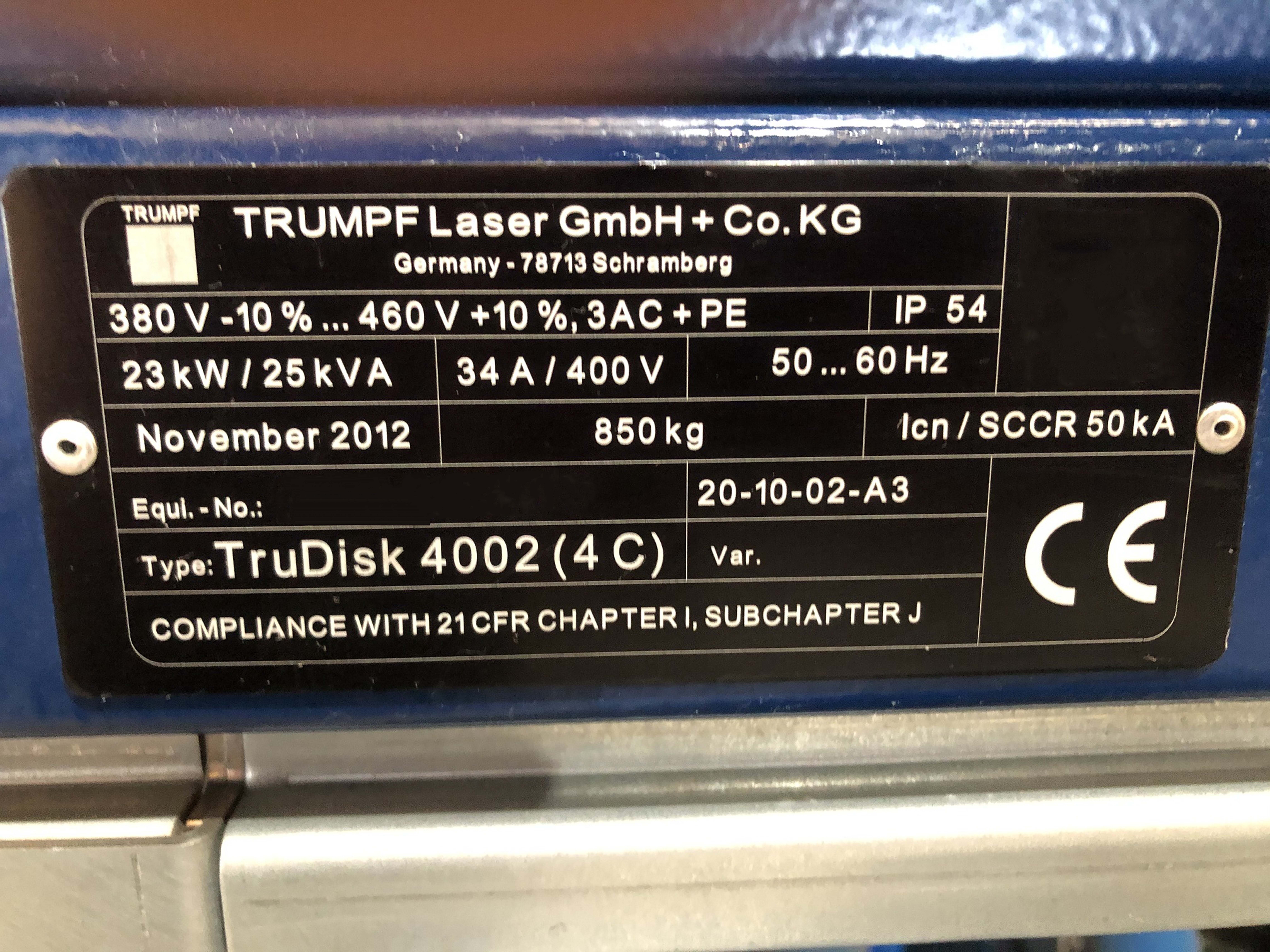 フォト（写真） 使用される TRUMPF TruDisk 4002 販売のために