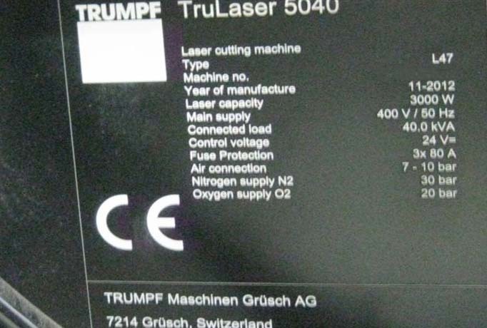 フォト（写真） 使用される TRUMPF TruLaser 5040 販売のために