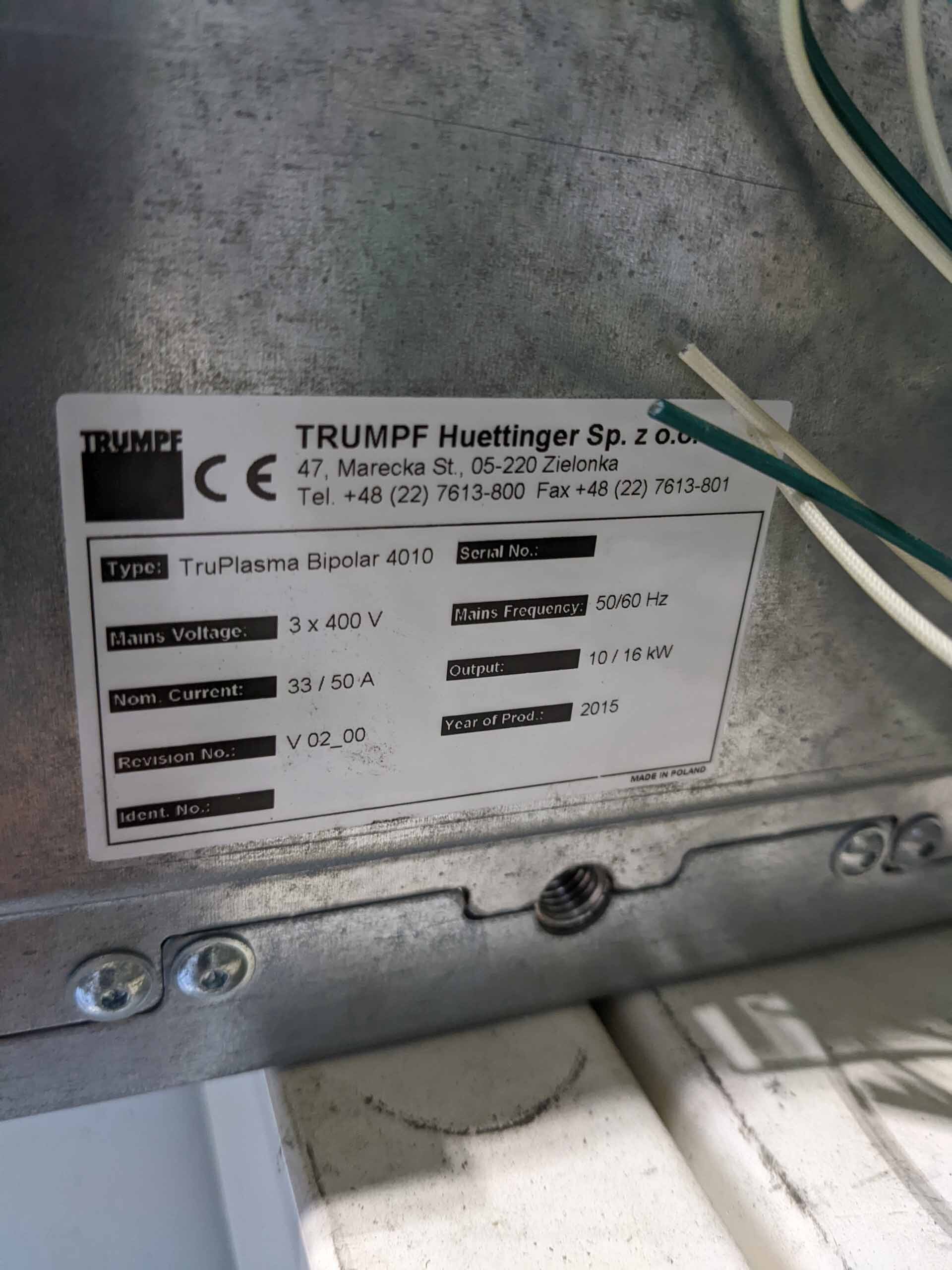 Photo Utilisé TRUMPF TruPlasma Bipolar 4010 À vendre