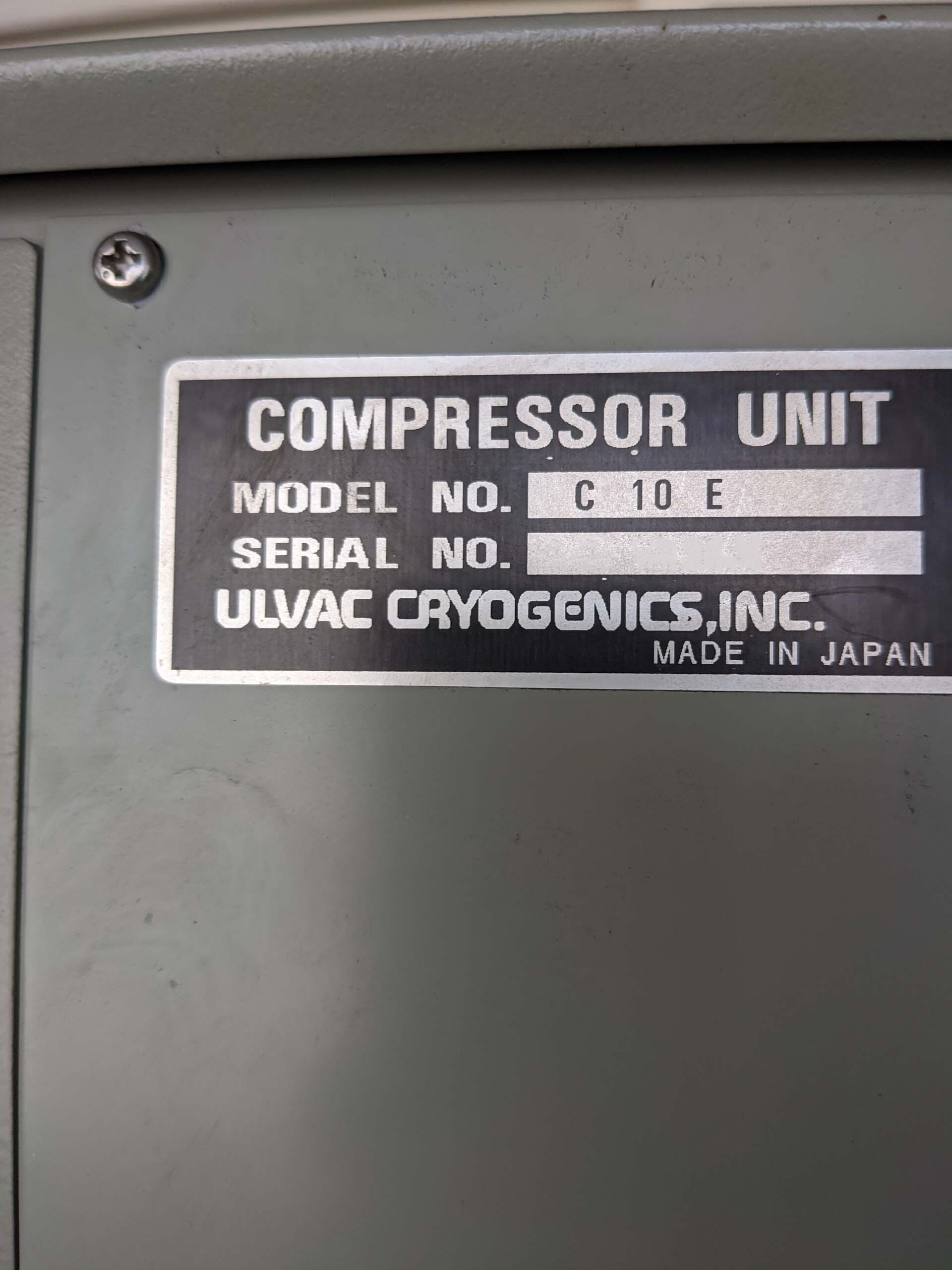 圖為 已使用的 ULVAC / CTI-CRYOGENICS C10E 待售