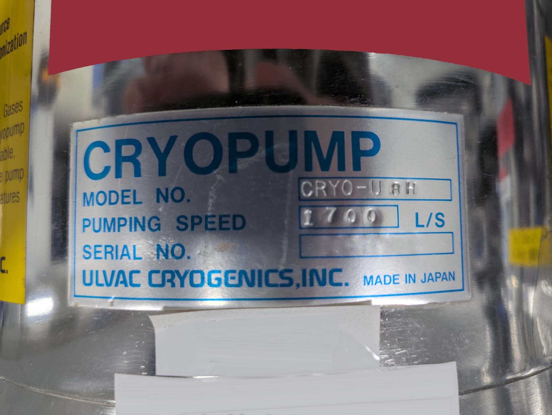 사진 사용됨 ULVAC Cryo-U8H 판매용