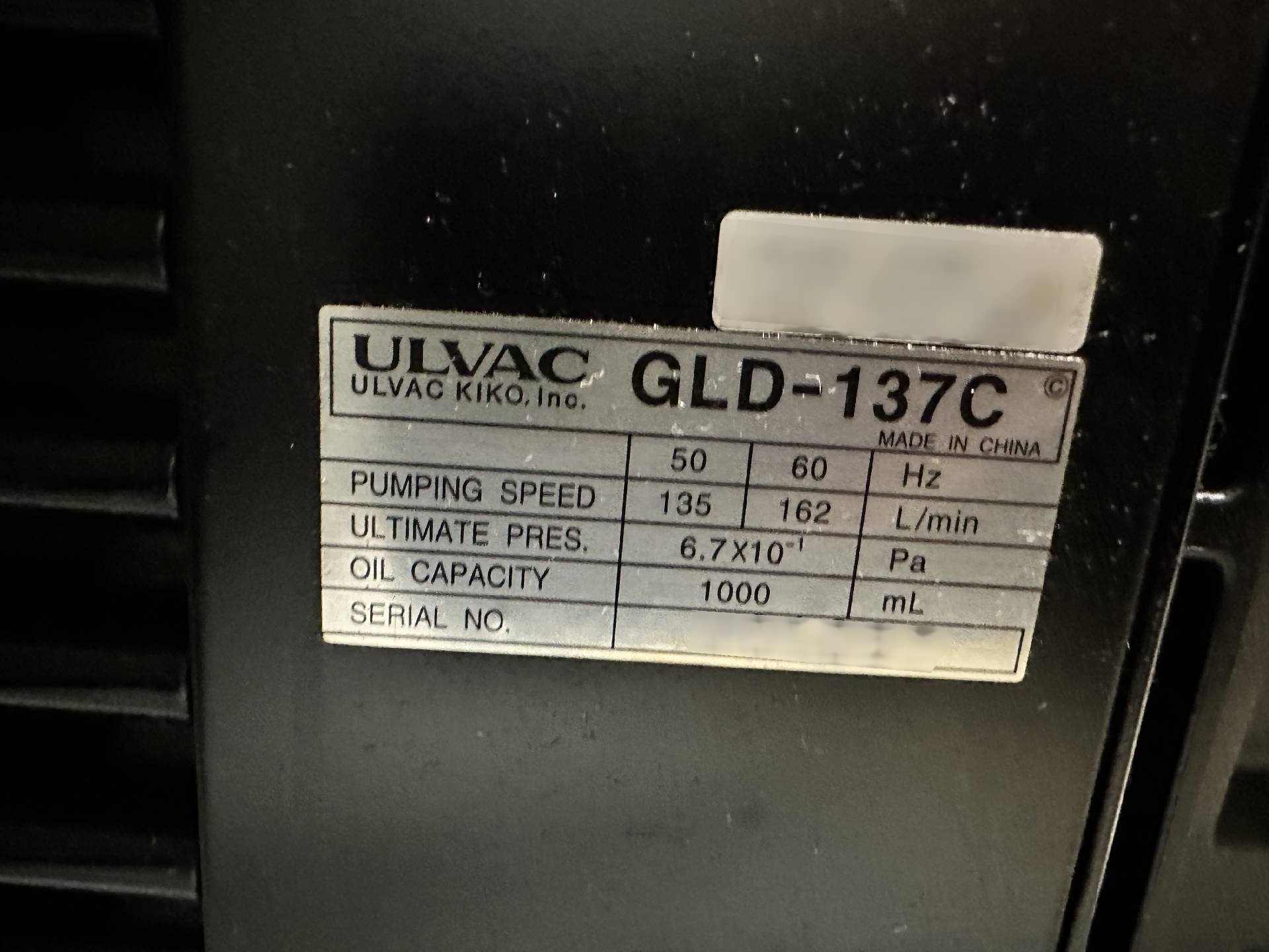 图为 已使用的 ULVAC GLD-137C 待售