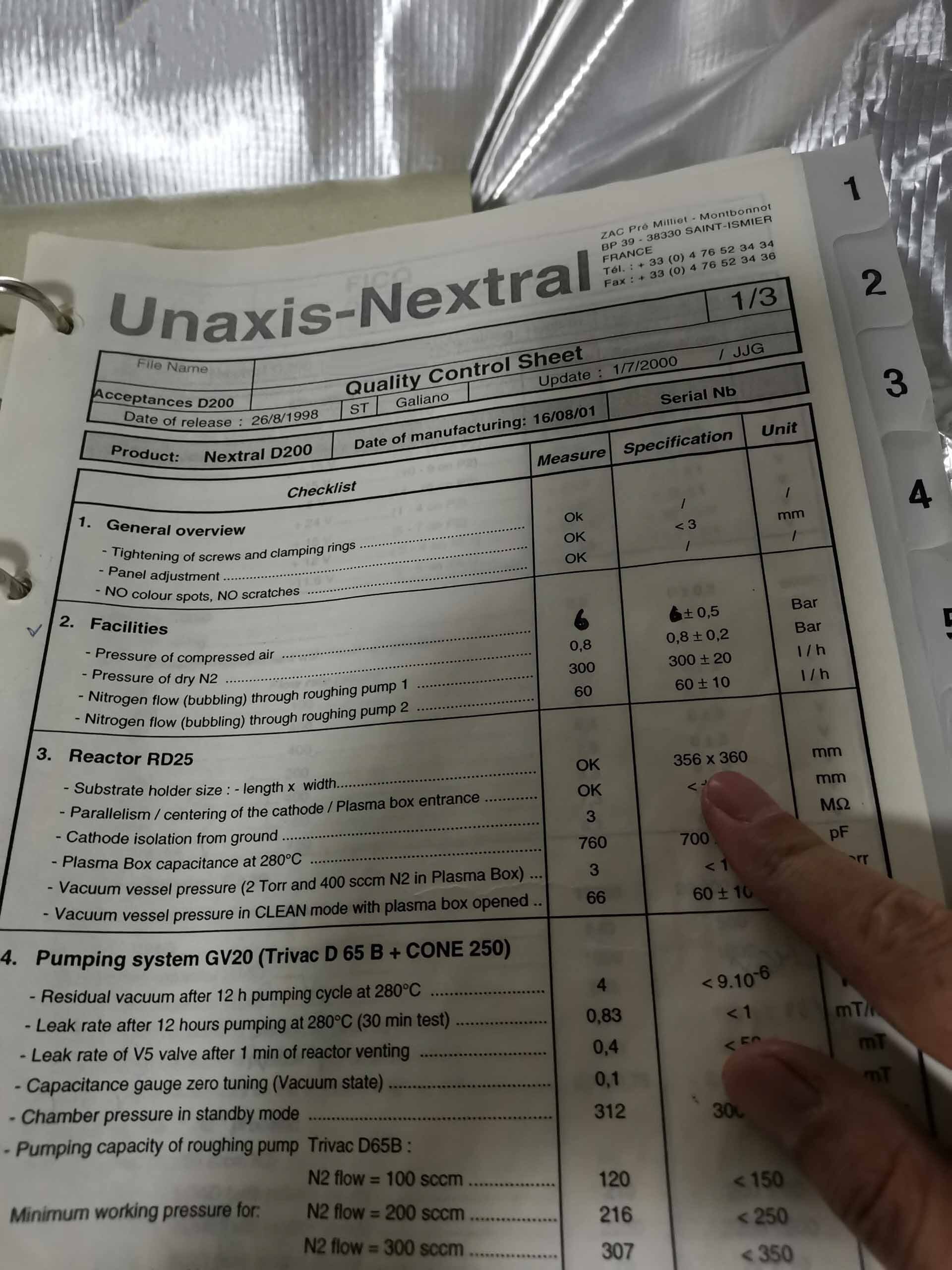 사진 사용됨 UNAXIS / NEXTRAL ND200 판매용