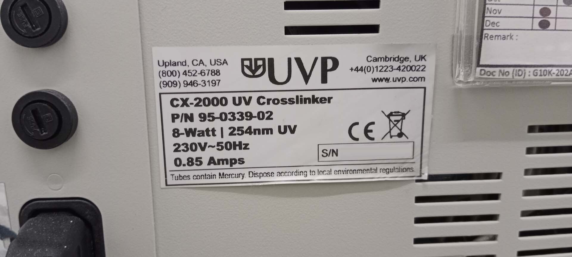 사진 사용됨 UVP CX 2000 판매용