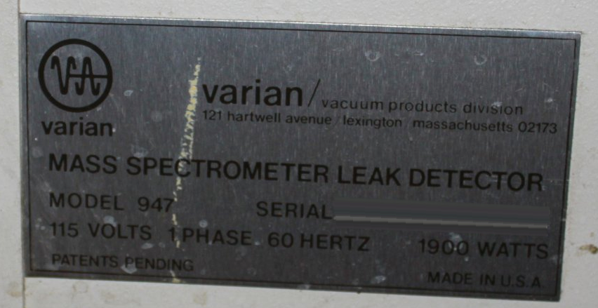 Photo Used VARIAN 947 For Sale